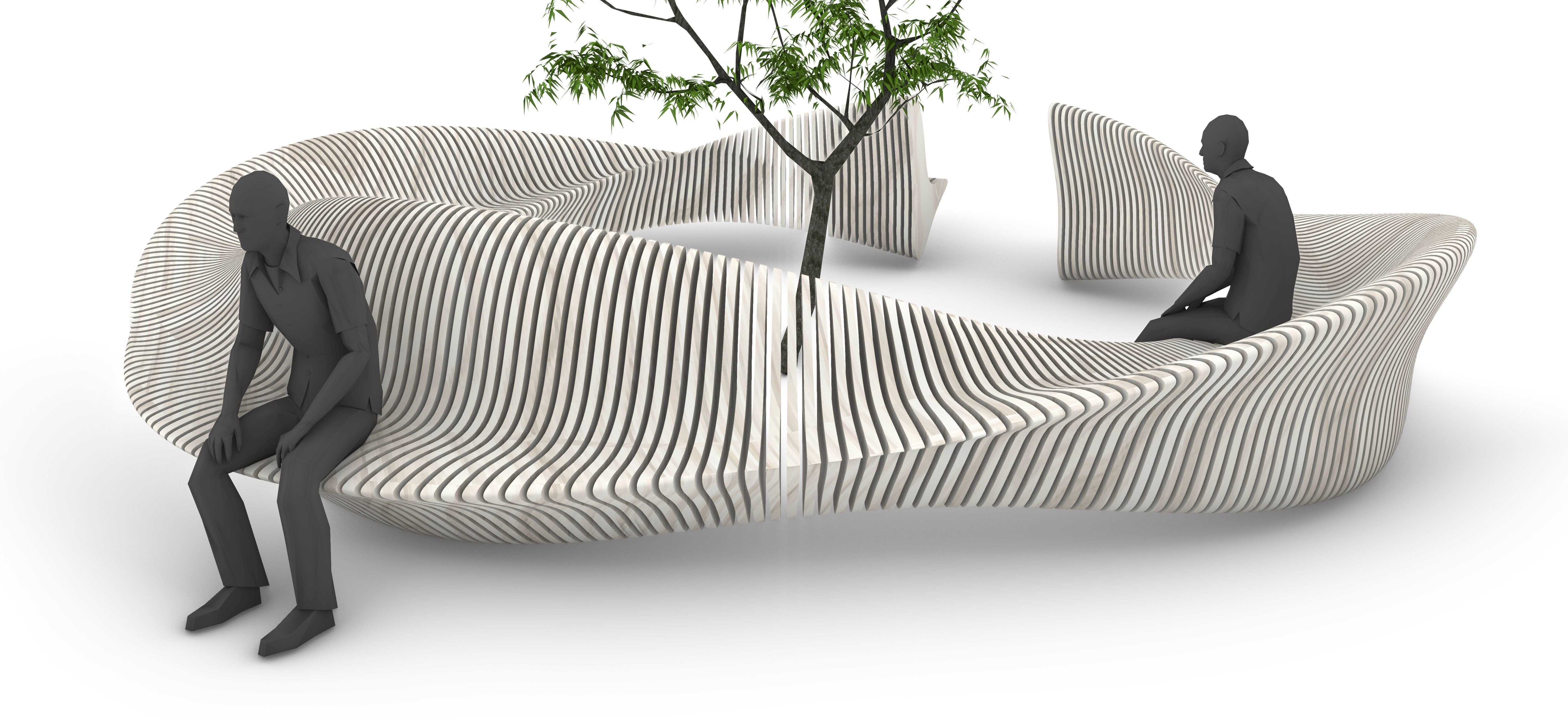 Parametric Tree Bench Seat 3D model_3