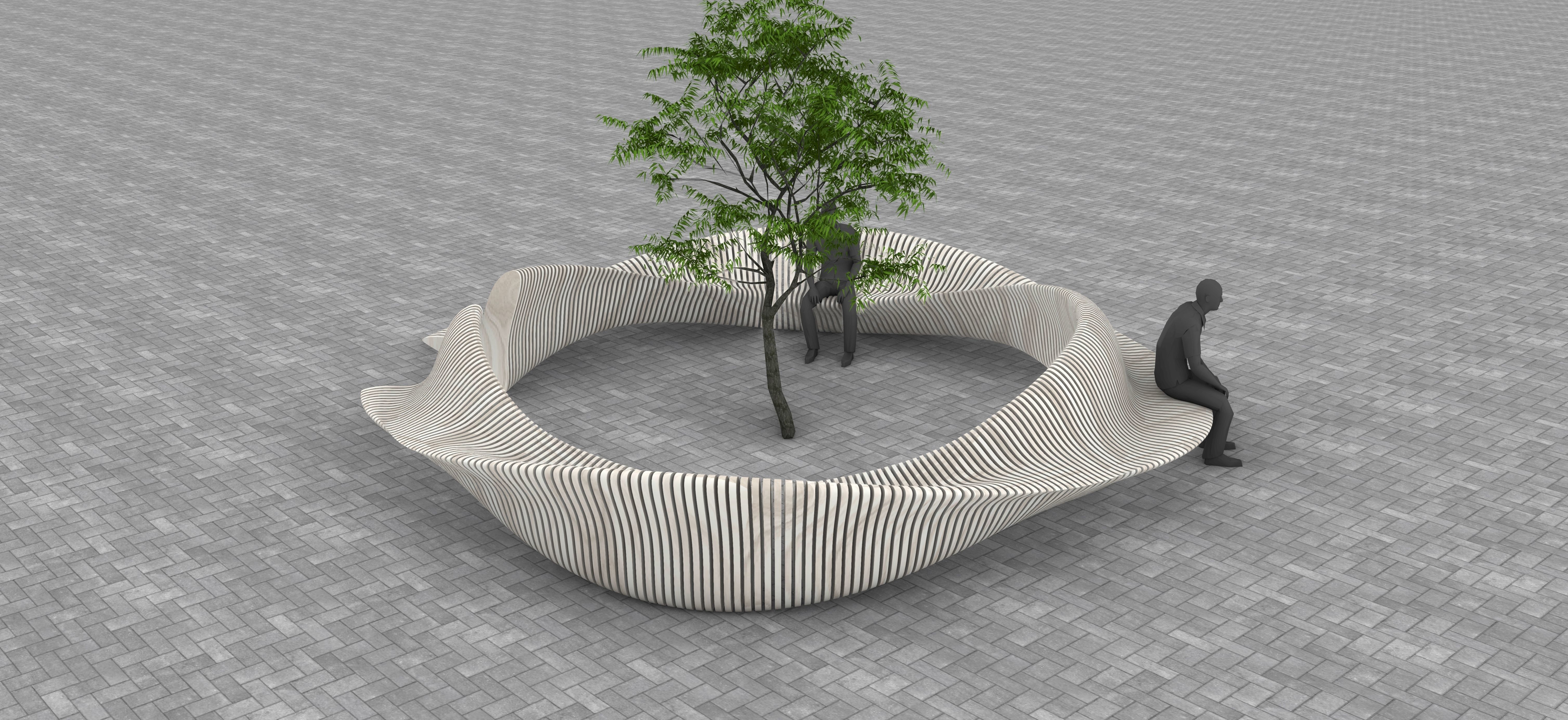 Parametric Tree Bench Seat 3D model_7