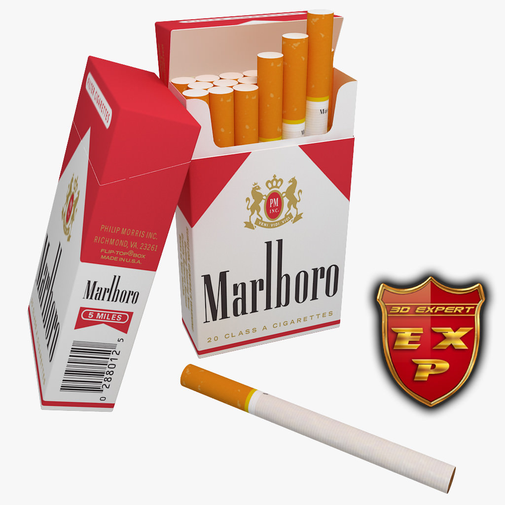 Marlboro cigarette pack v2 3D model_4