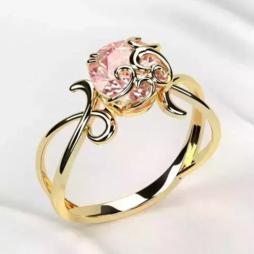 8mm Pink Sapphire Combined Gold Ring