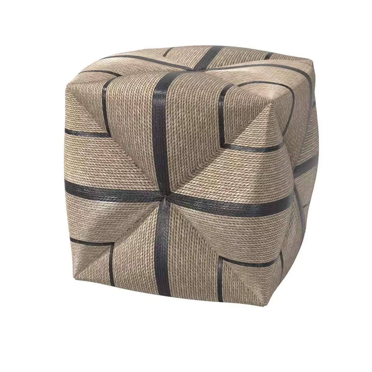 Palecek Fritz Rope Square Ottoman 3D model_0