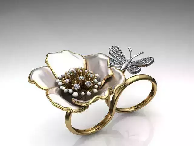 Butterfly and flower ring