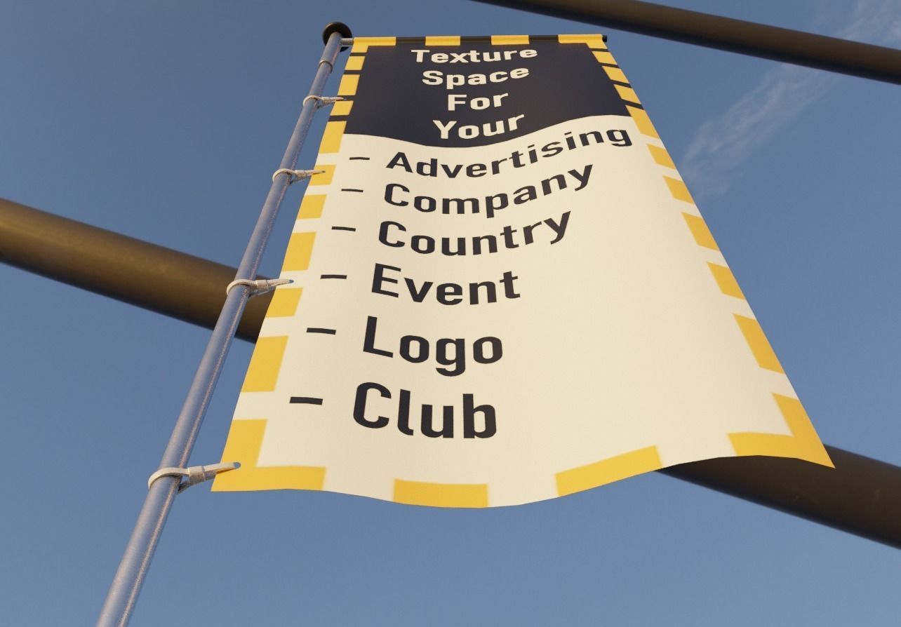 Animated Flag with Pole -1- High-Poly Version 3D model_9