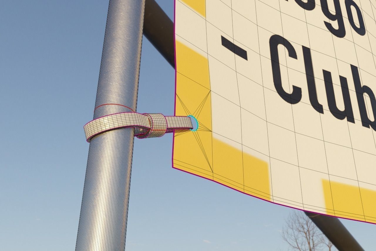 Animated Flag with Pole -1- High-Poly Version 3D model_4