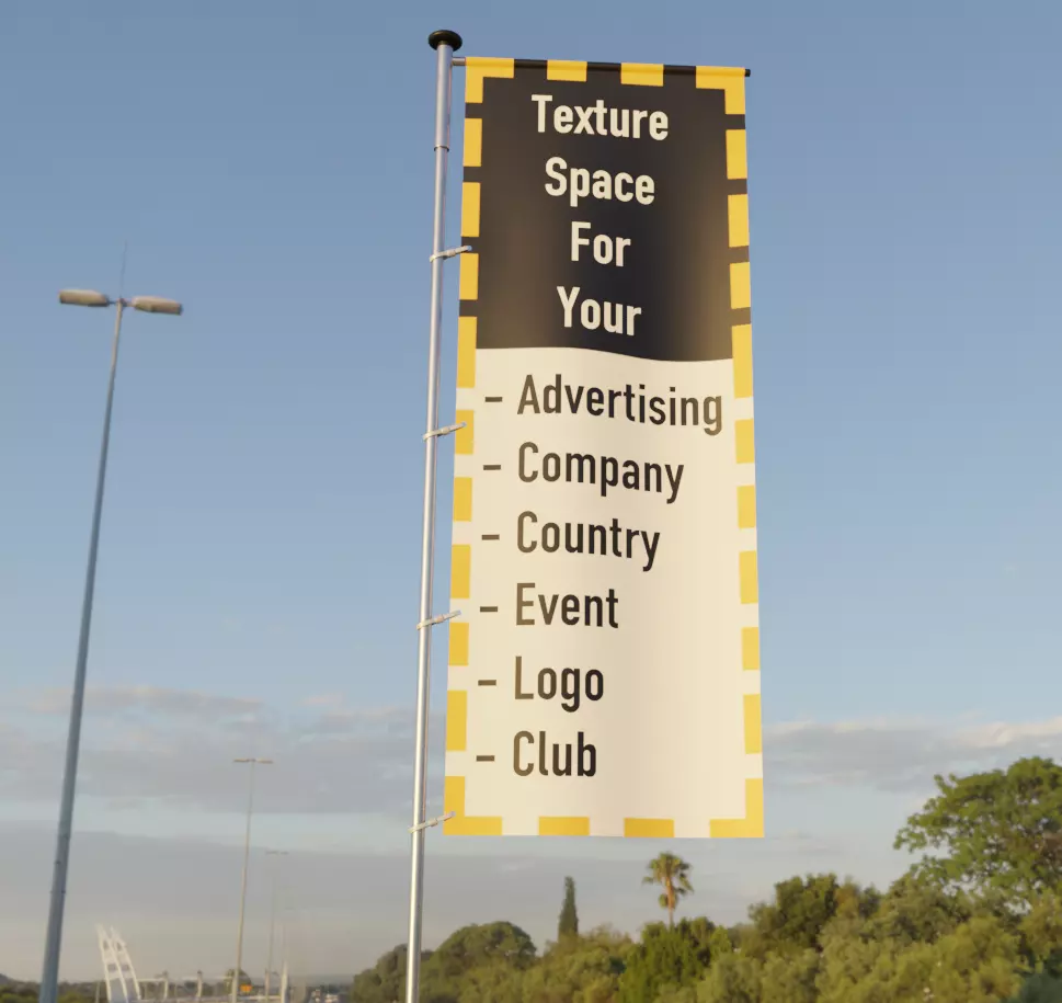 Animated Flag with Pole -1- High-Poly Version 3D model_0