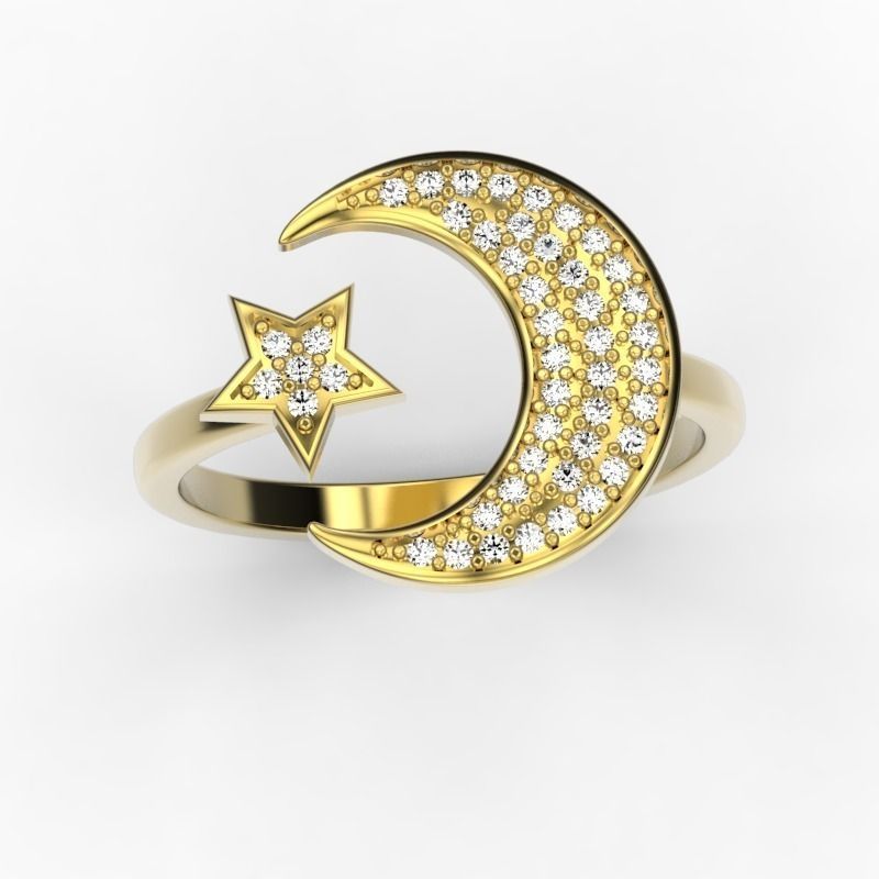 Moon star ring 3D print model