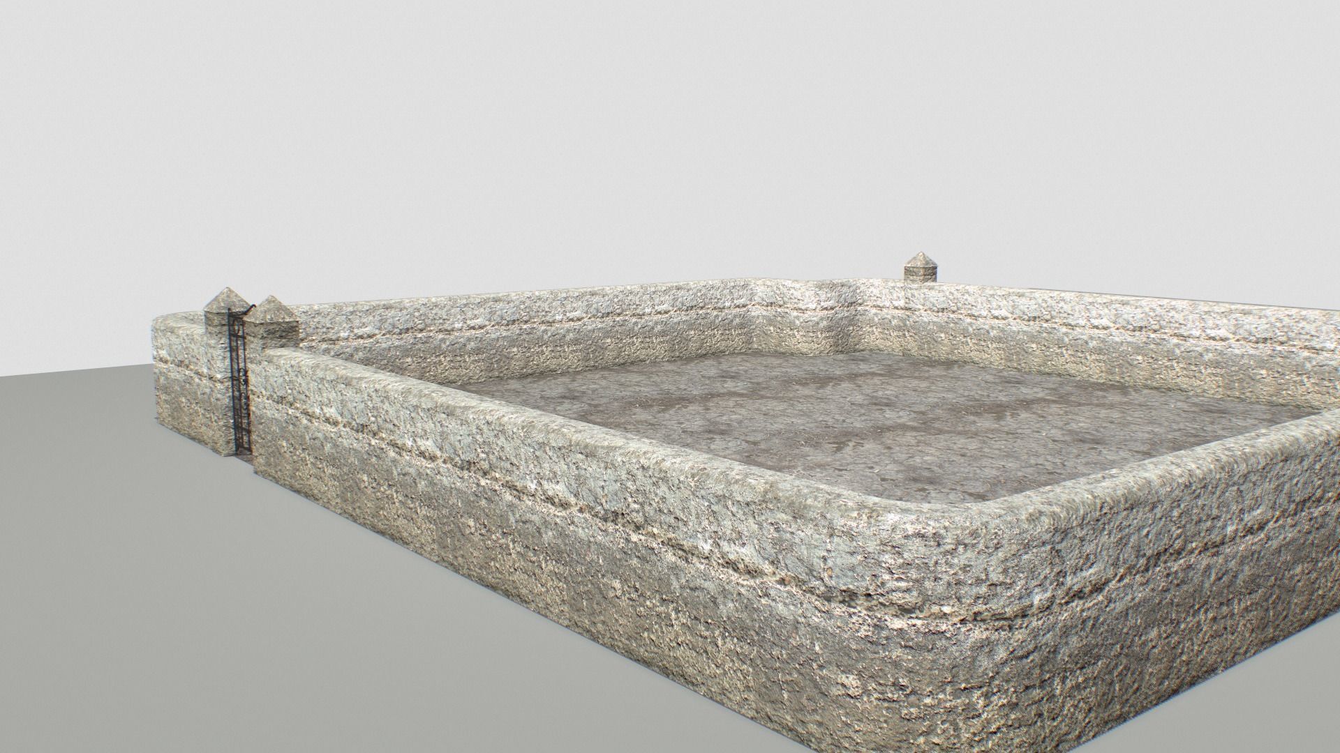 Stone wall 4 Low-poly 3D model_2