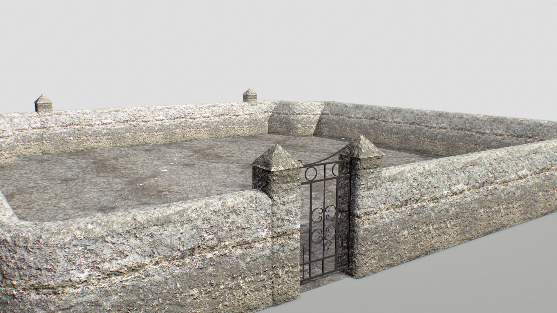 Stone wall 4 Low-poly 3D model_5