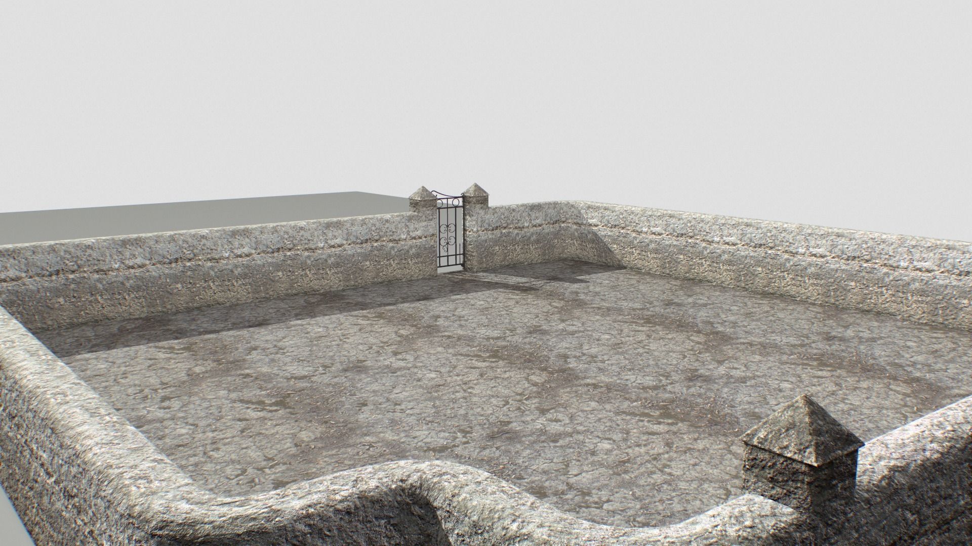 Stone wall 4 Low-poly 3D model_3