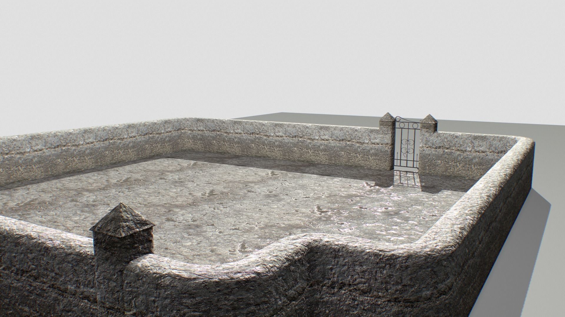 Stone wall 4 Low-poly 3D model_4