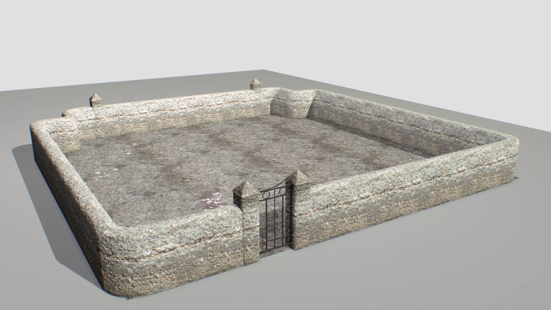 Stone wall 4 Low-poly 3D model_0