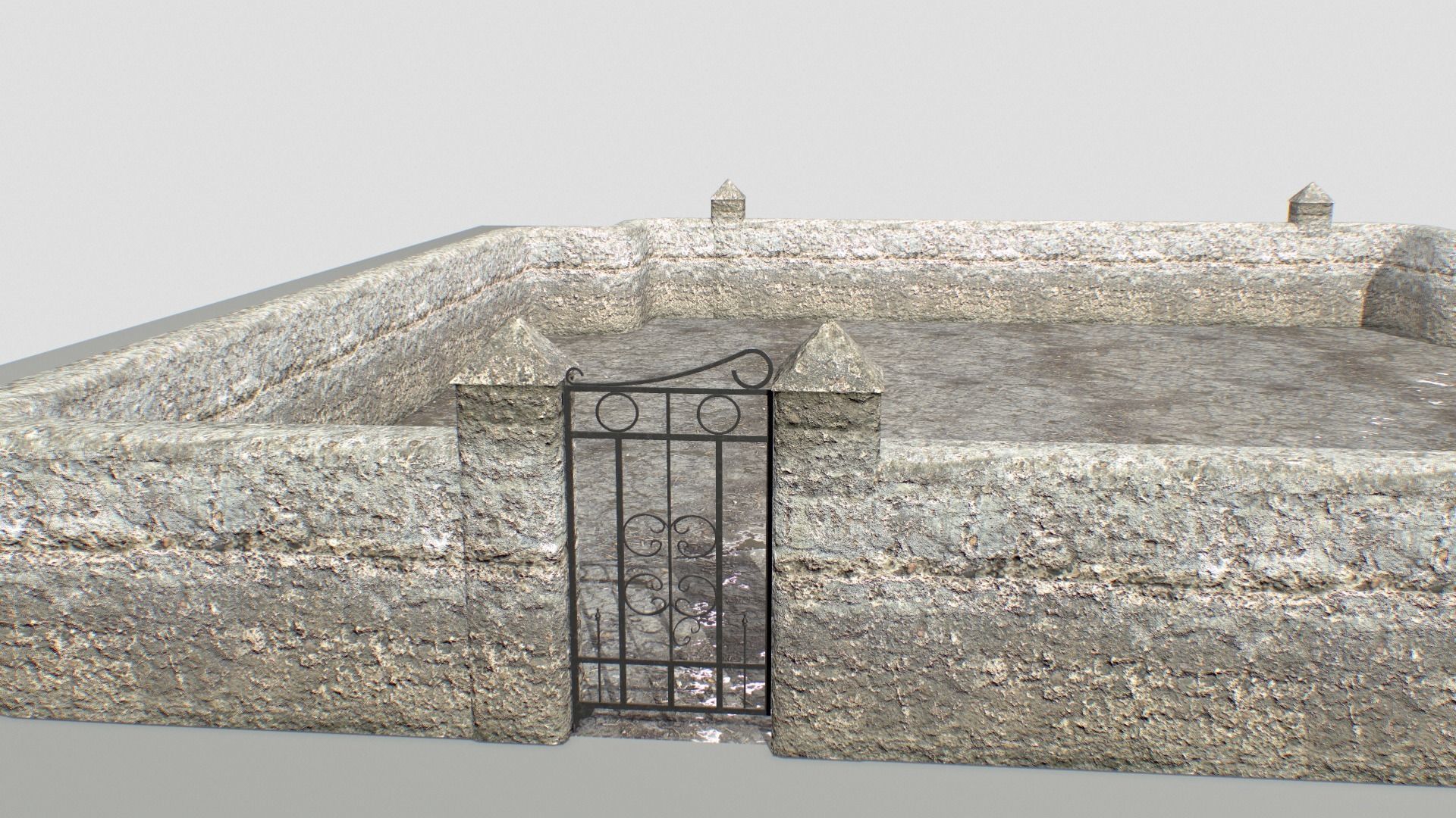 Stone wall 4 Low-poly 3D model_6