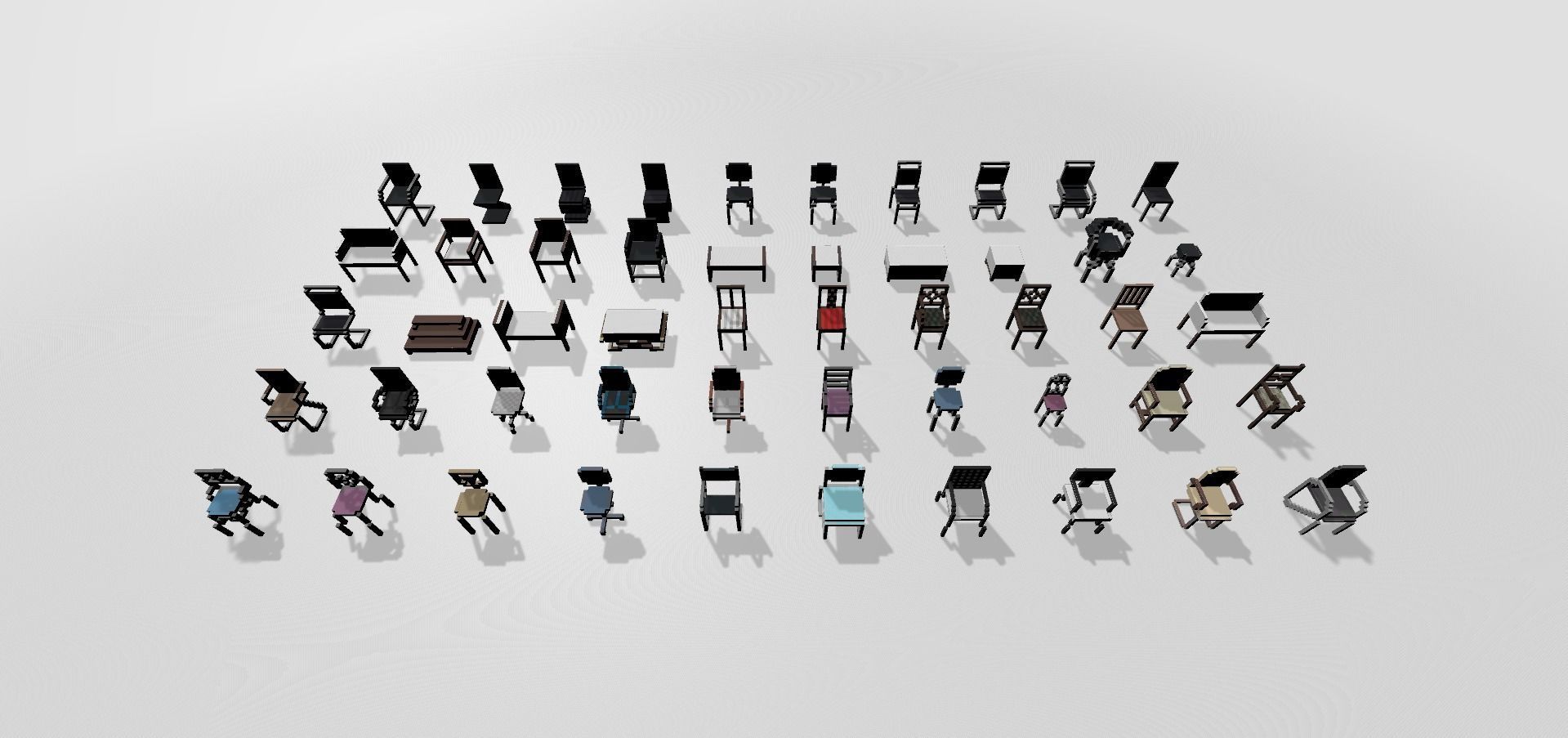 Afinity Studios - 3D Voxel Chairs Model pack Low-poly 3D model_2