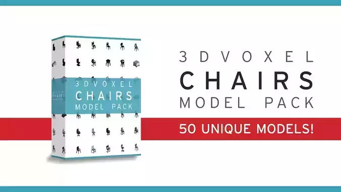 Afinity Studios - 3D Voxel Chairs Model pack Low-poly 3D model