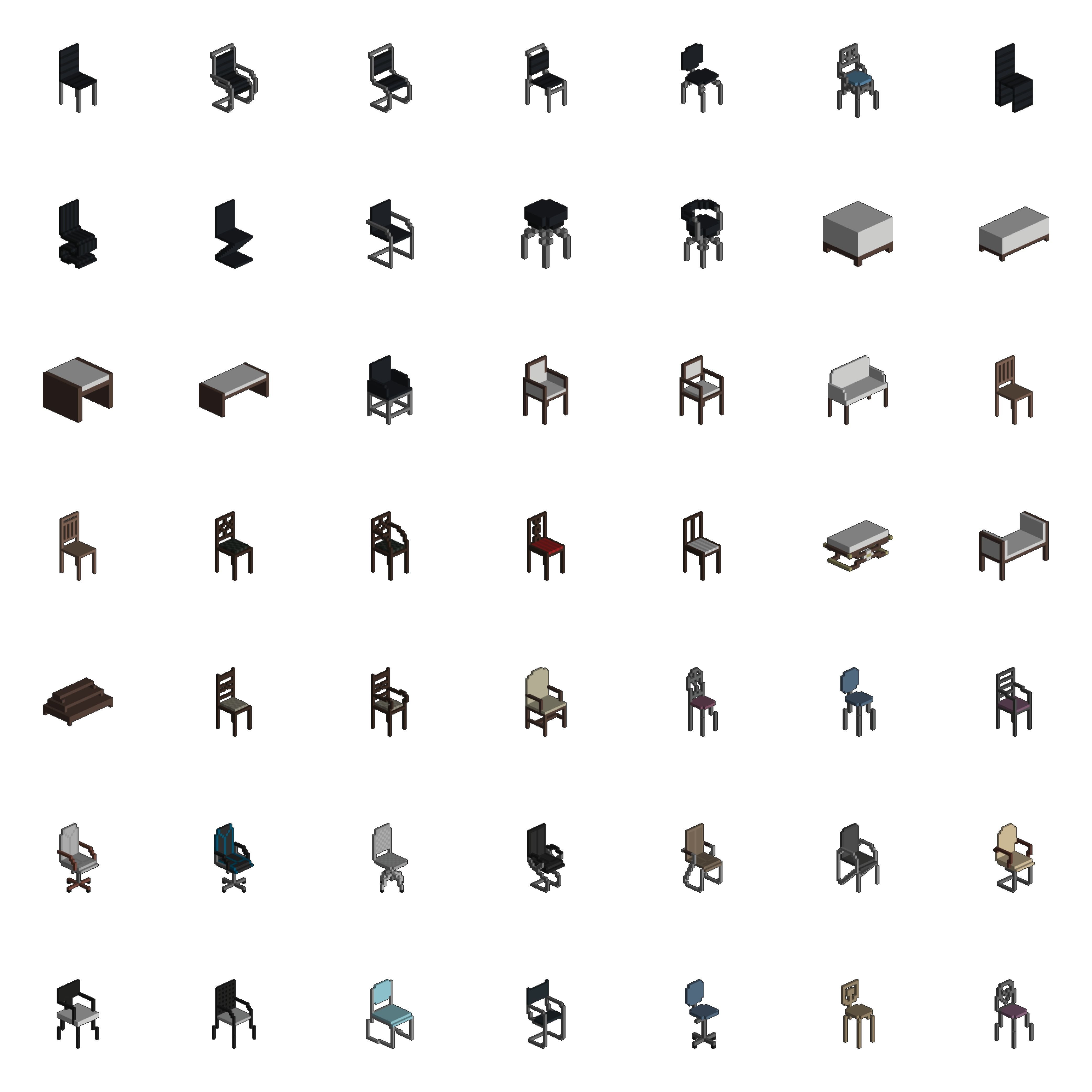 Afinity Studios - 3D Voxel Chairs Model pack Low-poly 3D model_1