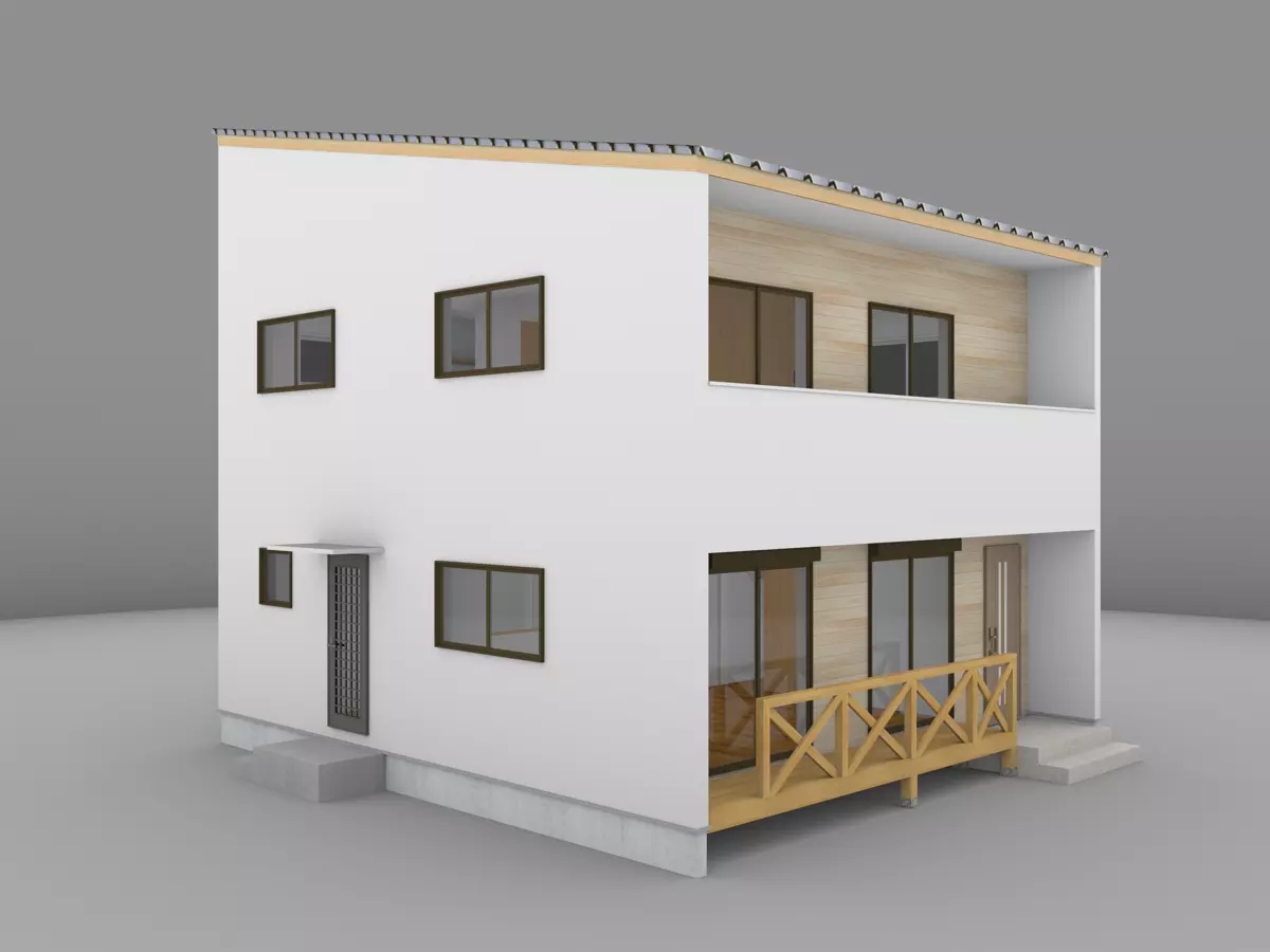 House model for background 13 Low-poly 3D model_0