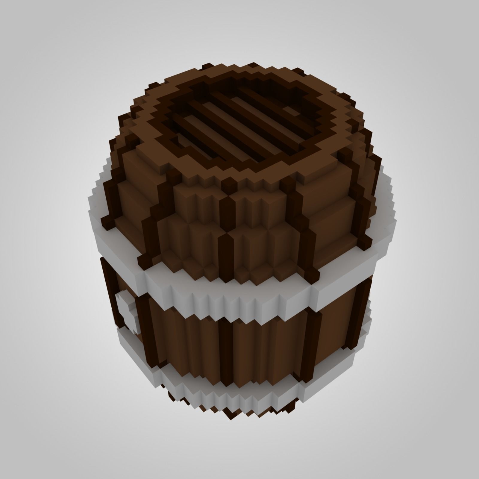Small Voxel Wooden Barrel Low-poly 3D model_1
