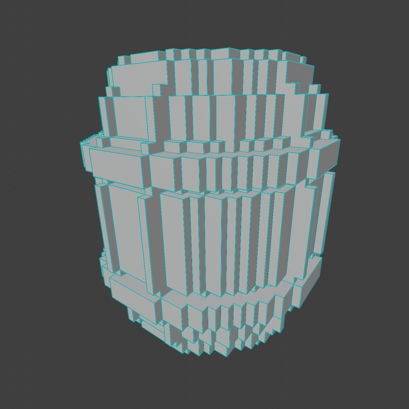 Small Voxel Wooden Barrel Low-poly 3D model_6