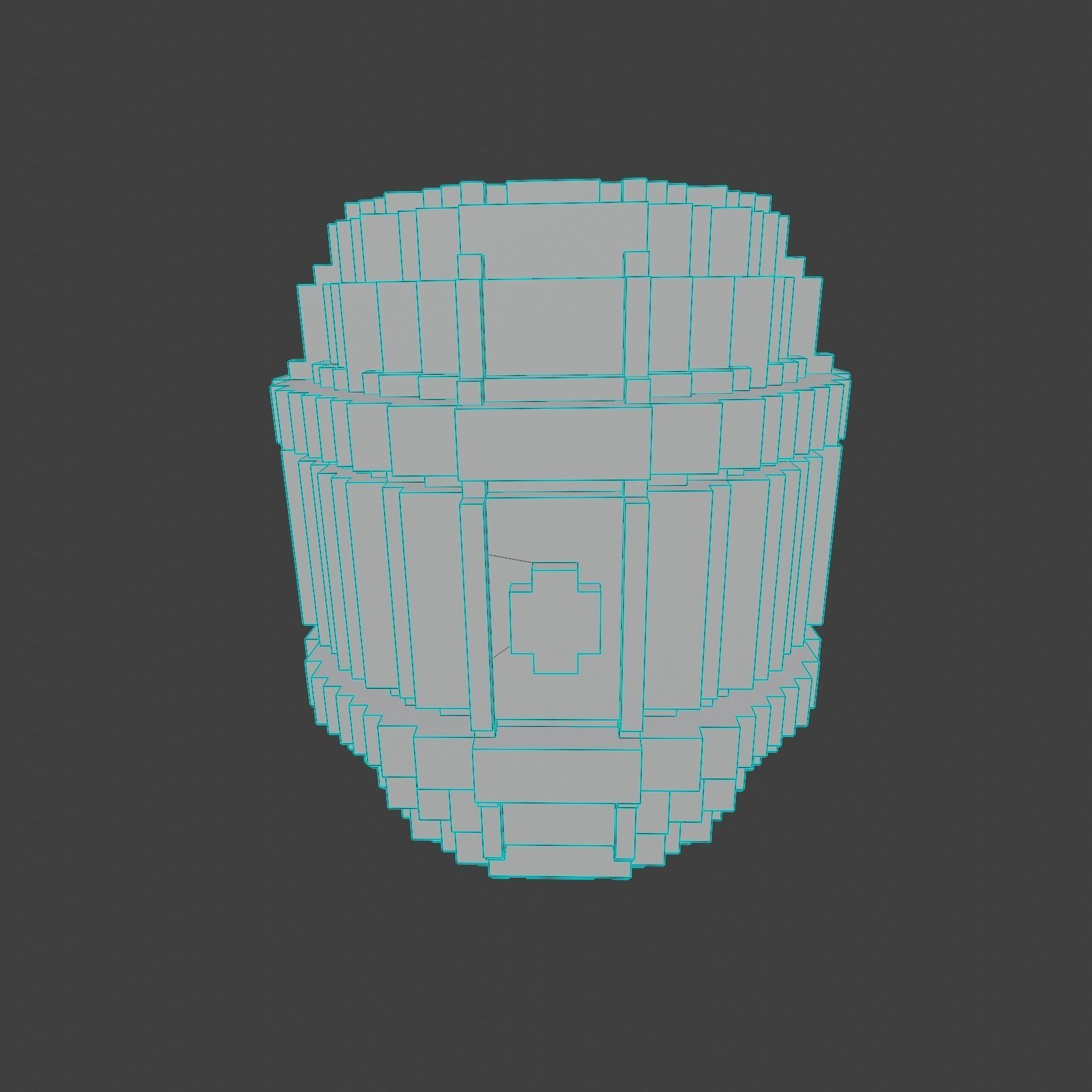 Small Voxel Wooden Barrel Low-poly 3D model_5