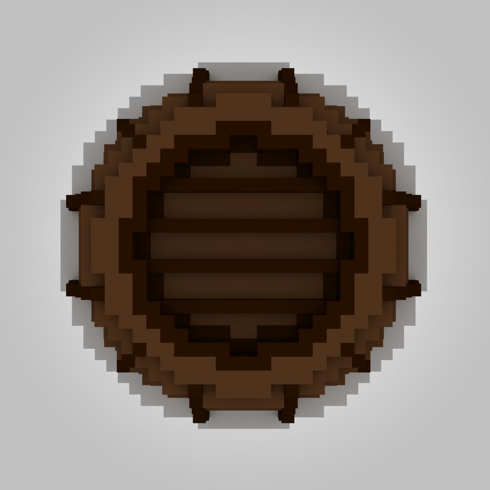 Small Voxel Wooden Barrel Low-poly 3D model_4