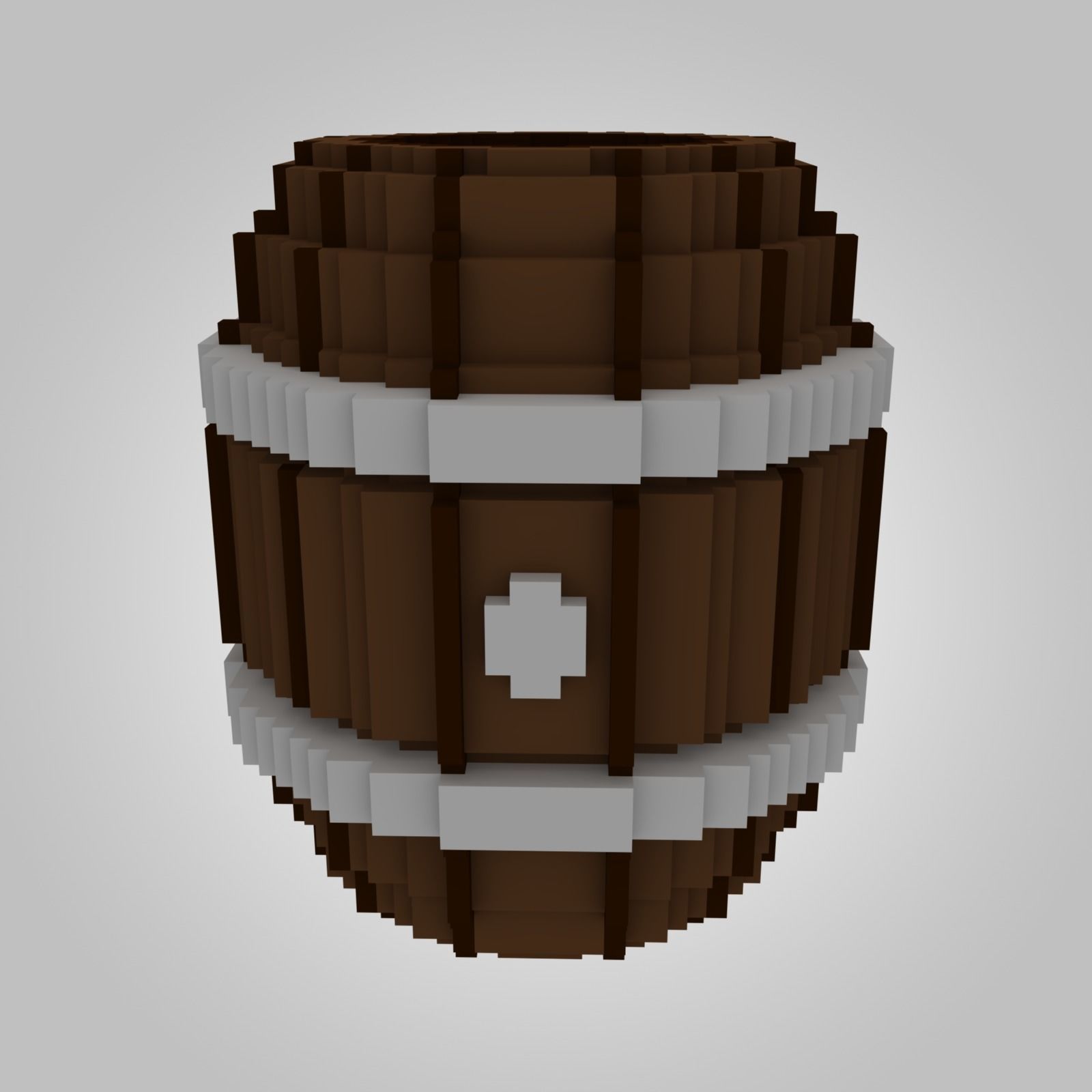 Small Voxel Wooden Barrel Low-poly 3D model_2