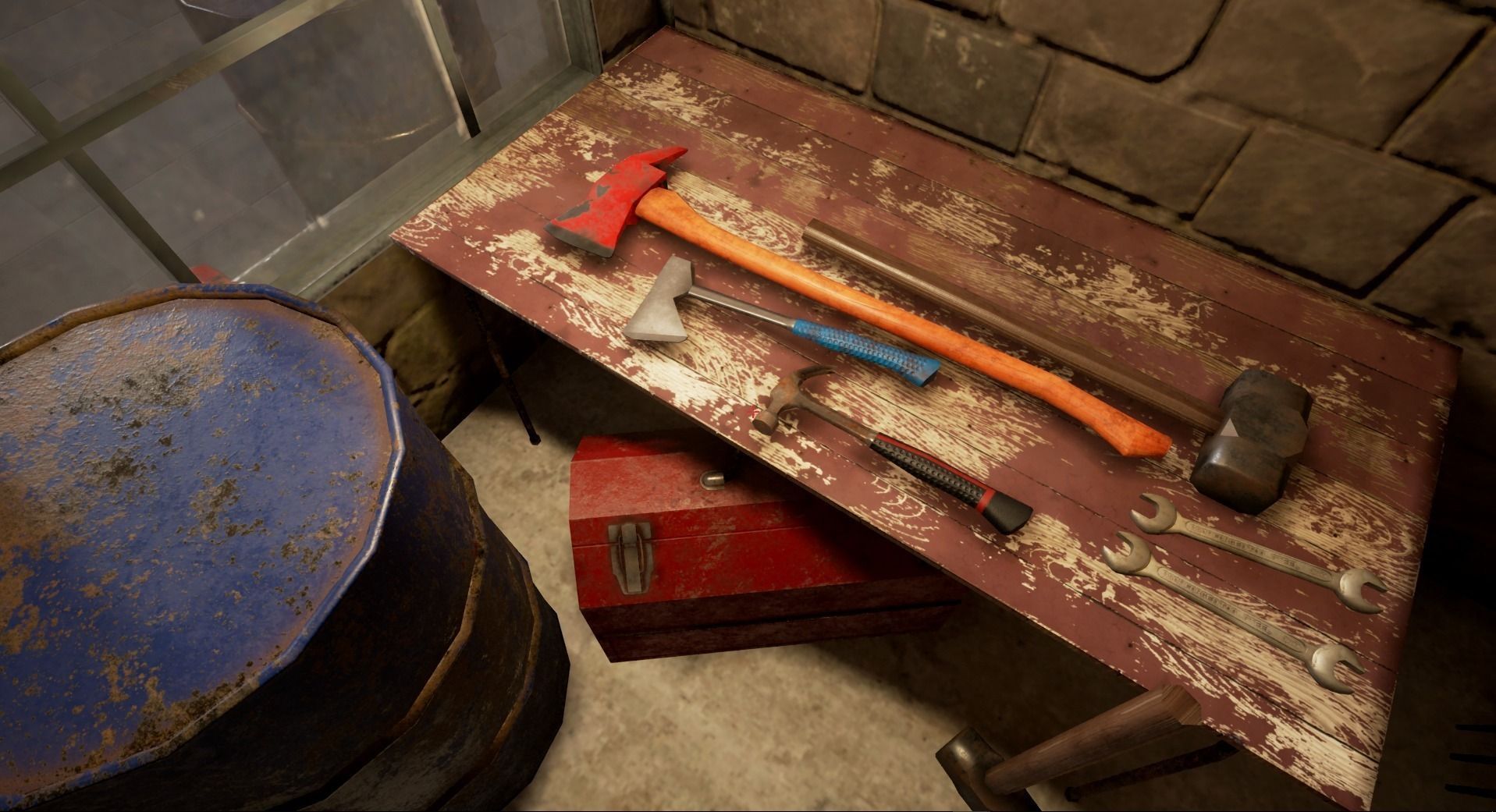 Shed with props Low-poly 3D model_3