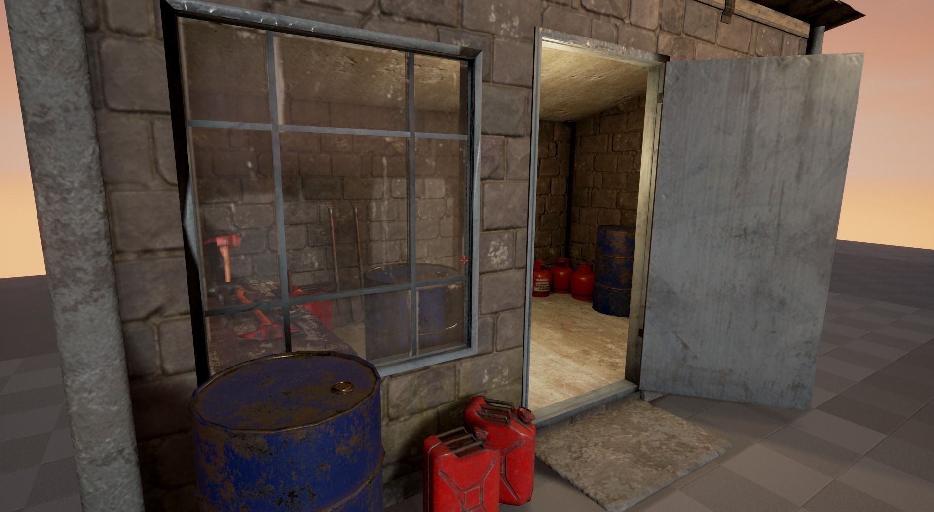 Shed with props Low-poly 3D model_1