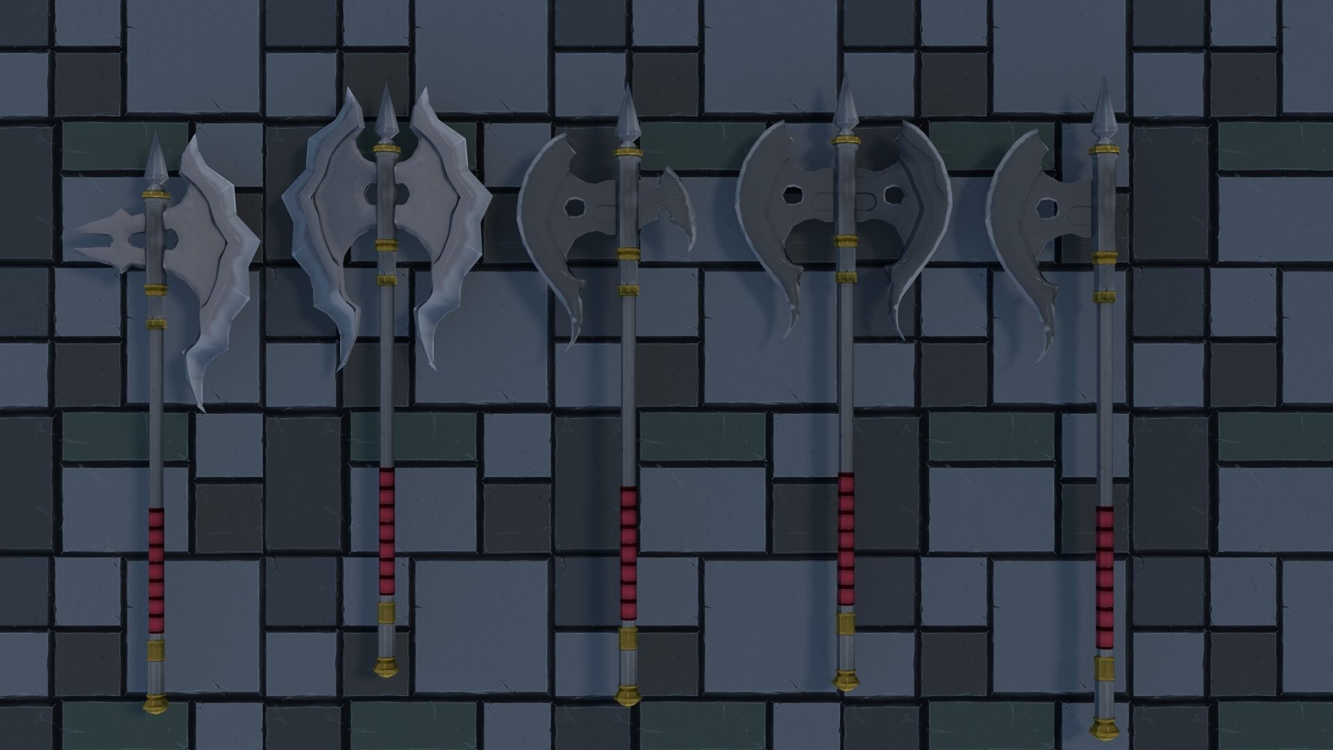 medieval axe Low-poly 3D model_1