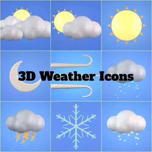 3D Weather Icons 3D Model Collection