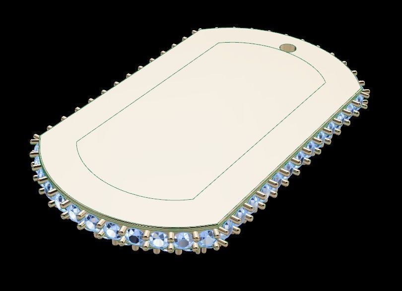 Large Diamond Dogtag Pendant 3D print model_2