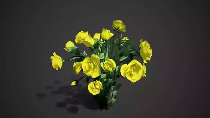 Rose flowers bush yellow LOD