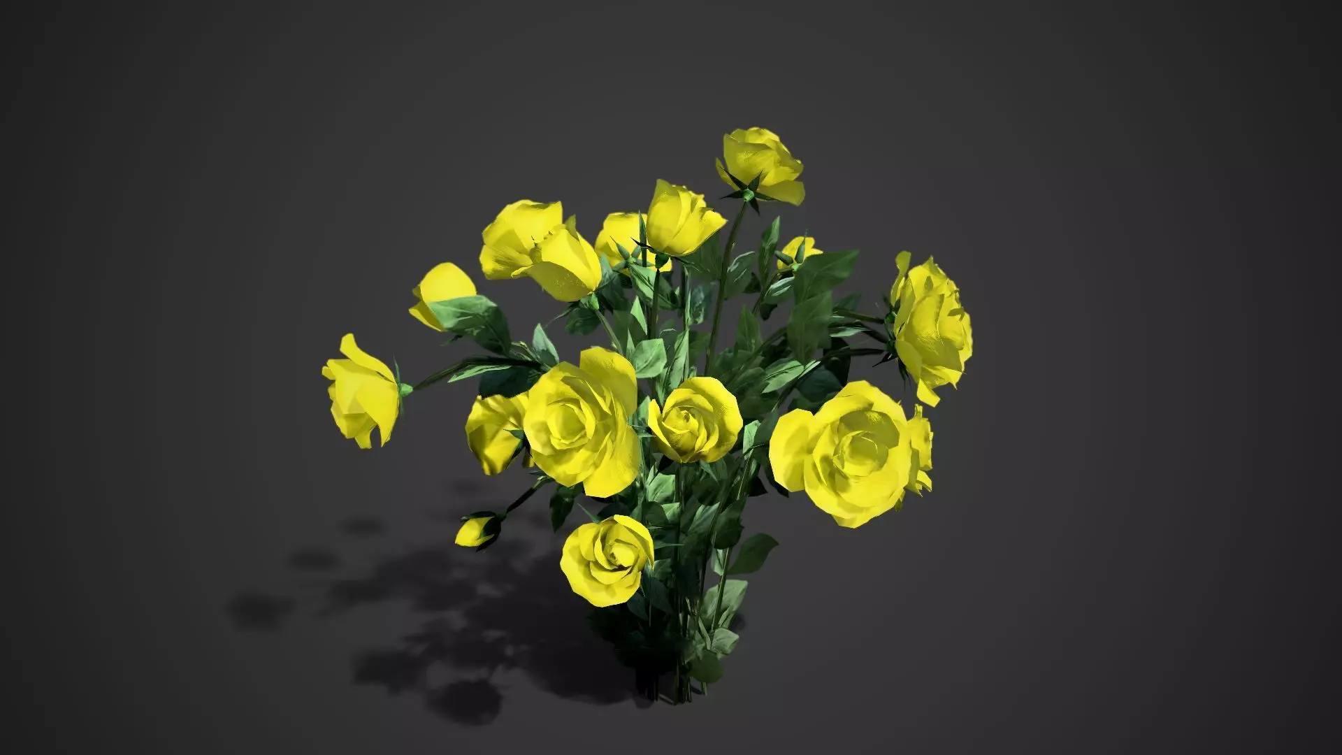 Rose flowers bush yellow LOD Low-poly 3D model