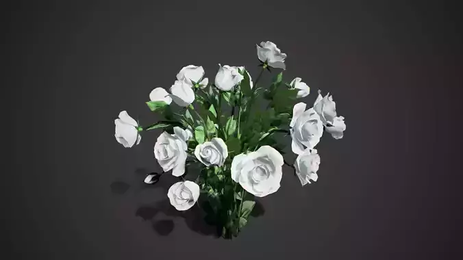 Rose flowers bush white LOD Low-poly 3D model