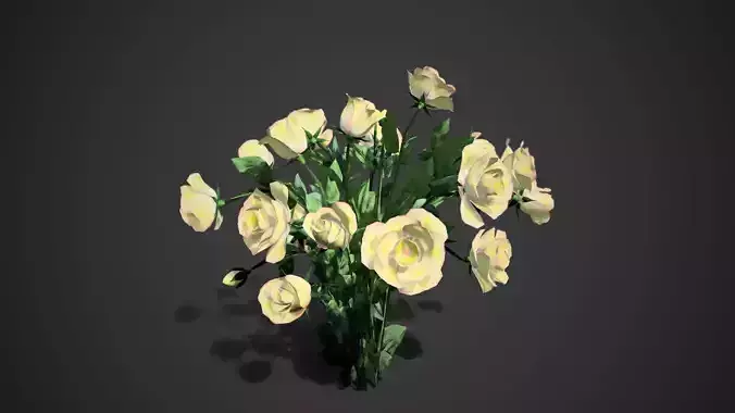 Rose flowers bush light yellow LOD Low-poly 3D model