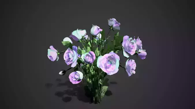 Rose flowers bush perple multicolor LOD Low-poly 3D model