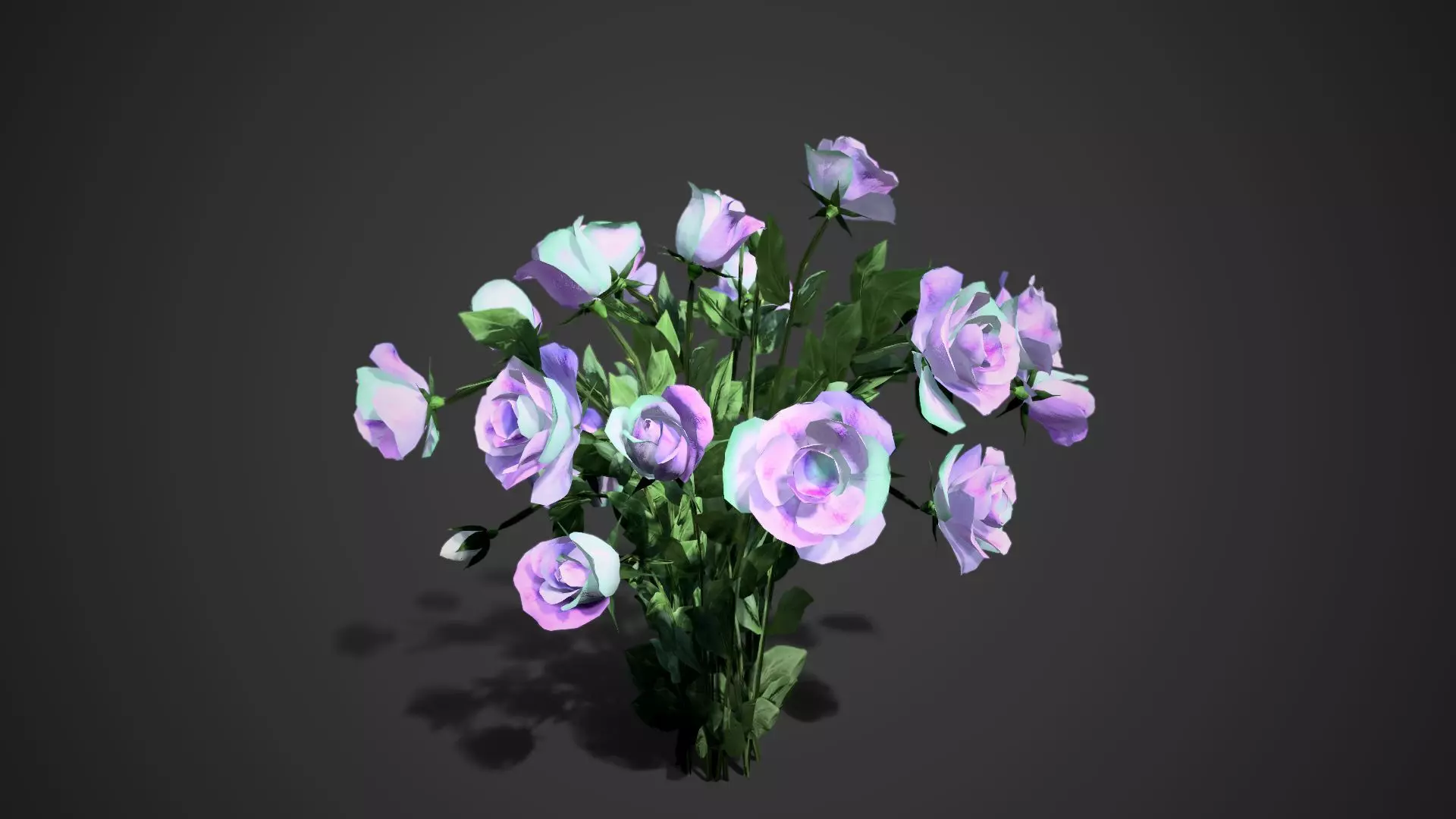 Rose flowers bush perple multicolor LOD Low-poly 3D model