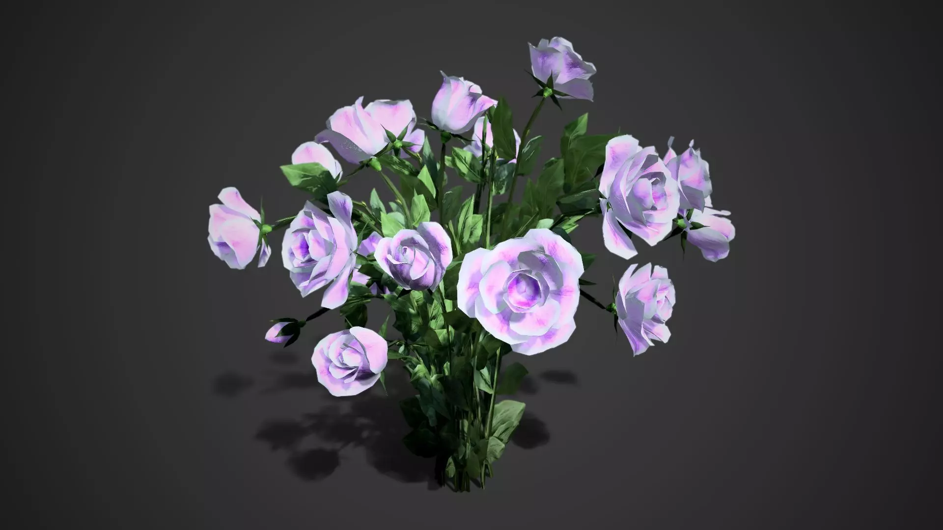 Rose flowers bush perple LOD Low-poly 3D model