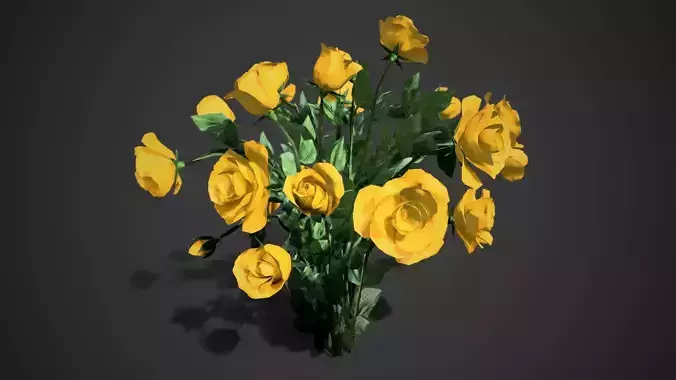 Rose flowers bush orange LOD Low-poly 3D model