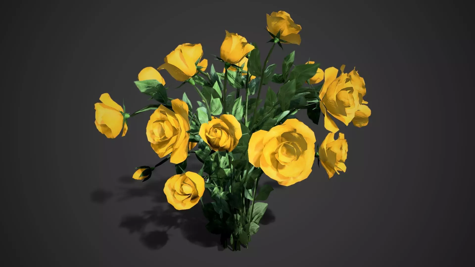 Rose flowers bush orange LOD Low-poly 3D model