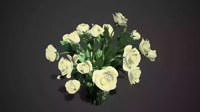 Rose flowers bush light yellow LOD