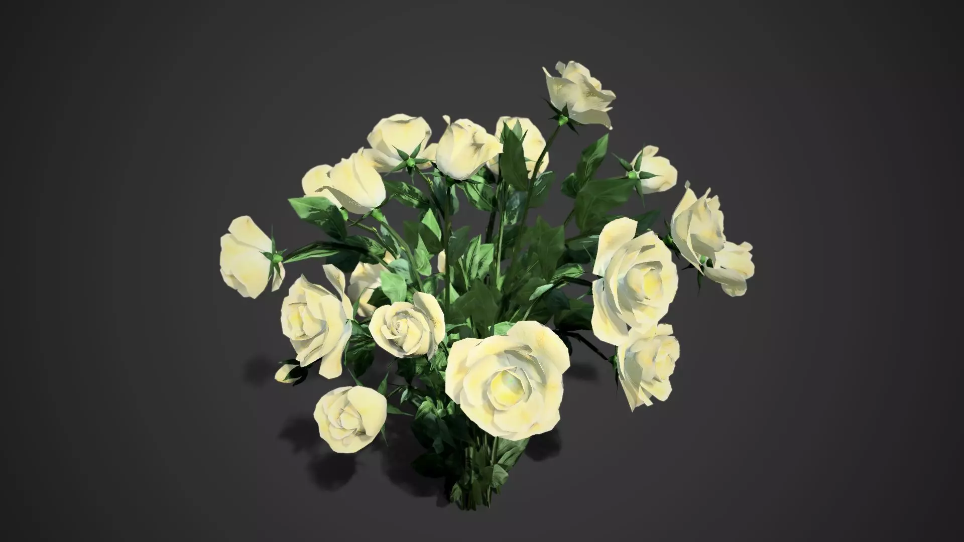 Rose flowers bush light yellow LOD Low-poly 3D model