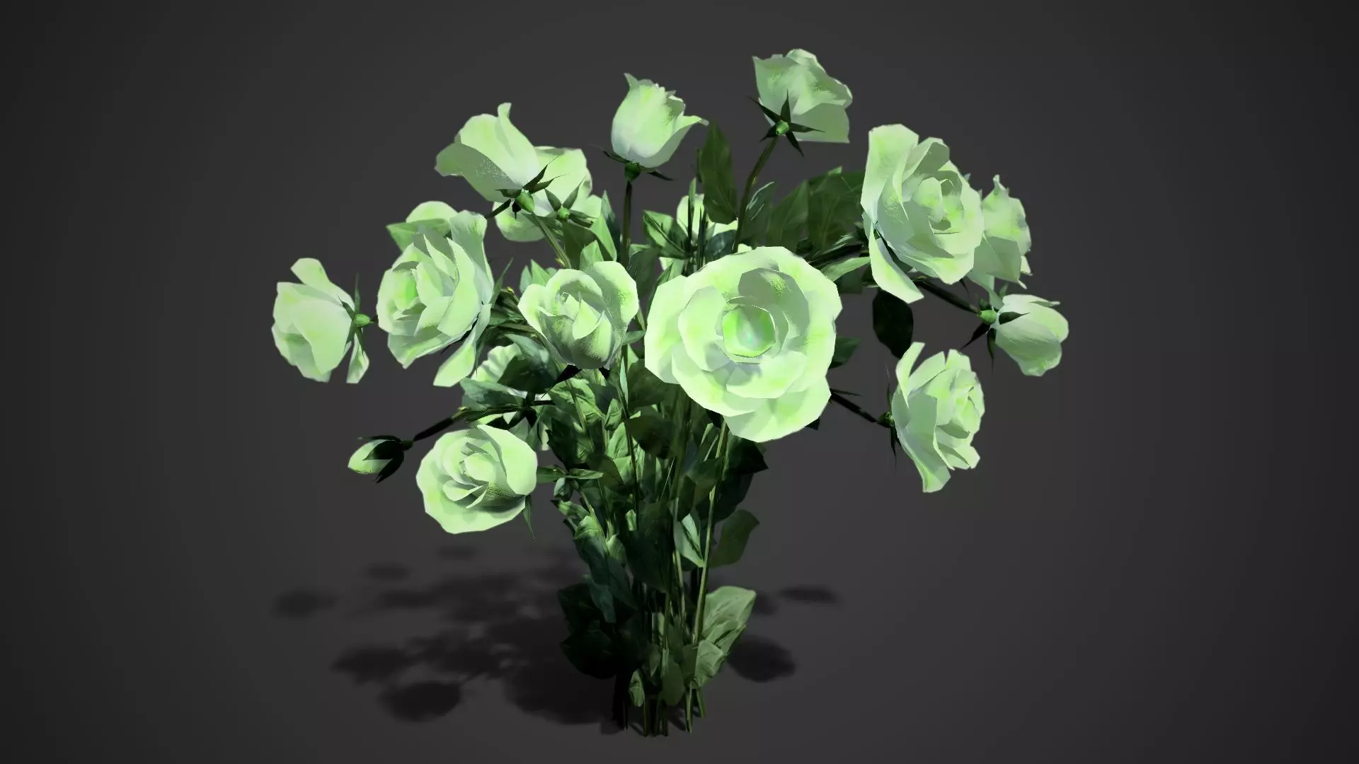 Rose flowers bush green LOD Low-poly 3D model