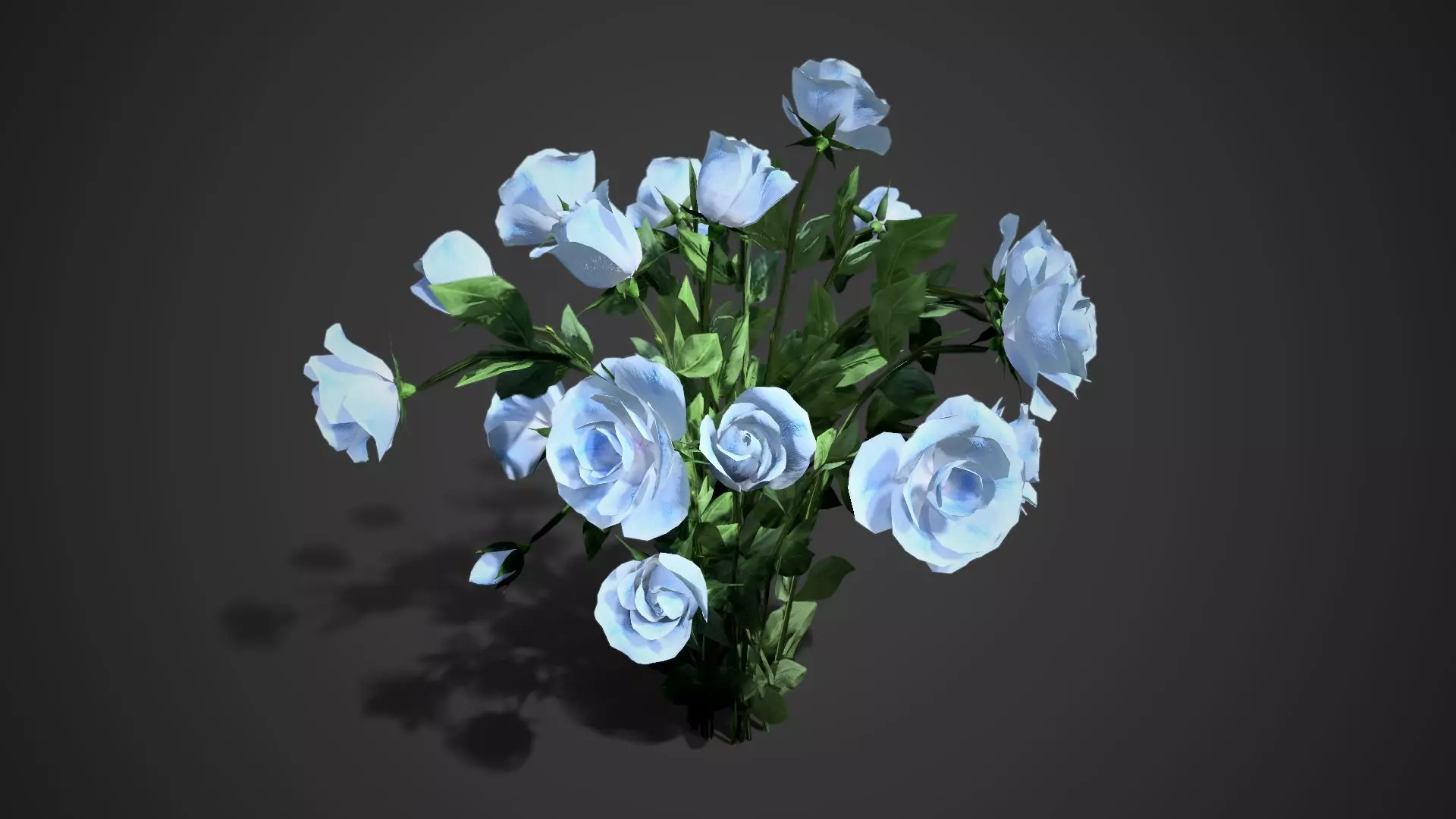 Rose flowers bush lightblue LOD Low-poly 3D model