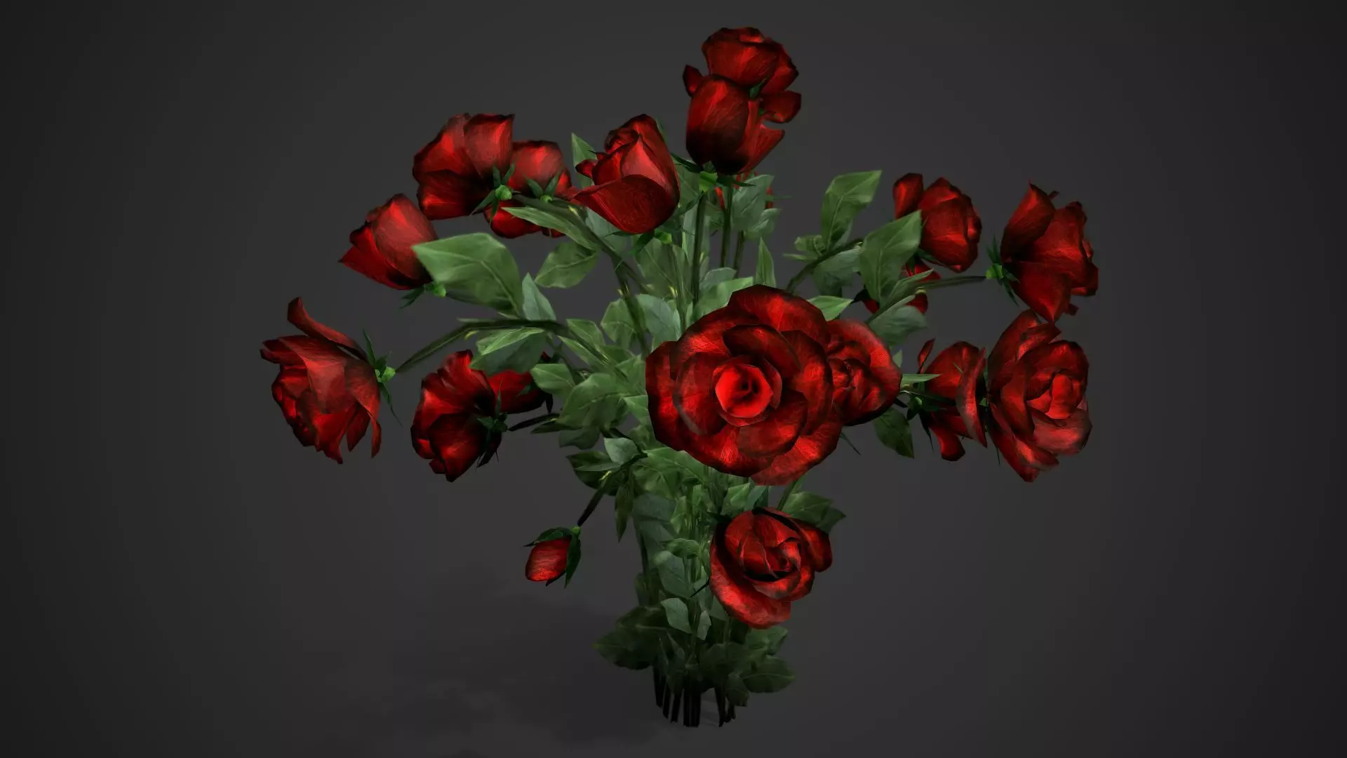 Rose flowers bush red dark LOD Low-poly 3D model