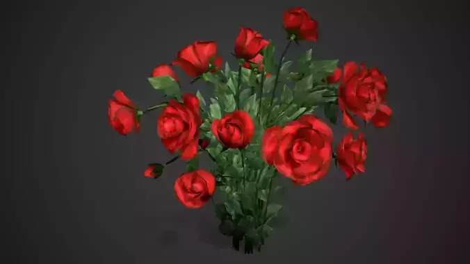 Rose flowers bush red LOD Low-poly 3D model