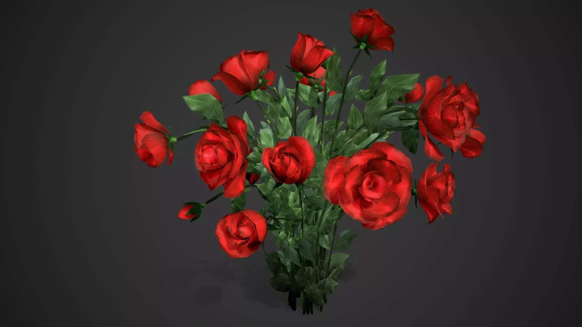 Rose flowers bush red LOD Low-poly 3D model