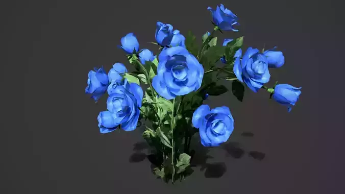 Rose flowers bush darkblue LOD Low-poly 3D model