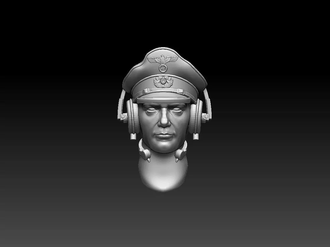 head 3 of soldier wearing helmet 3D print model