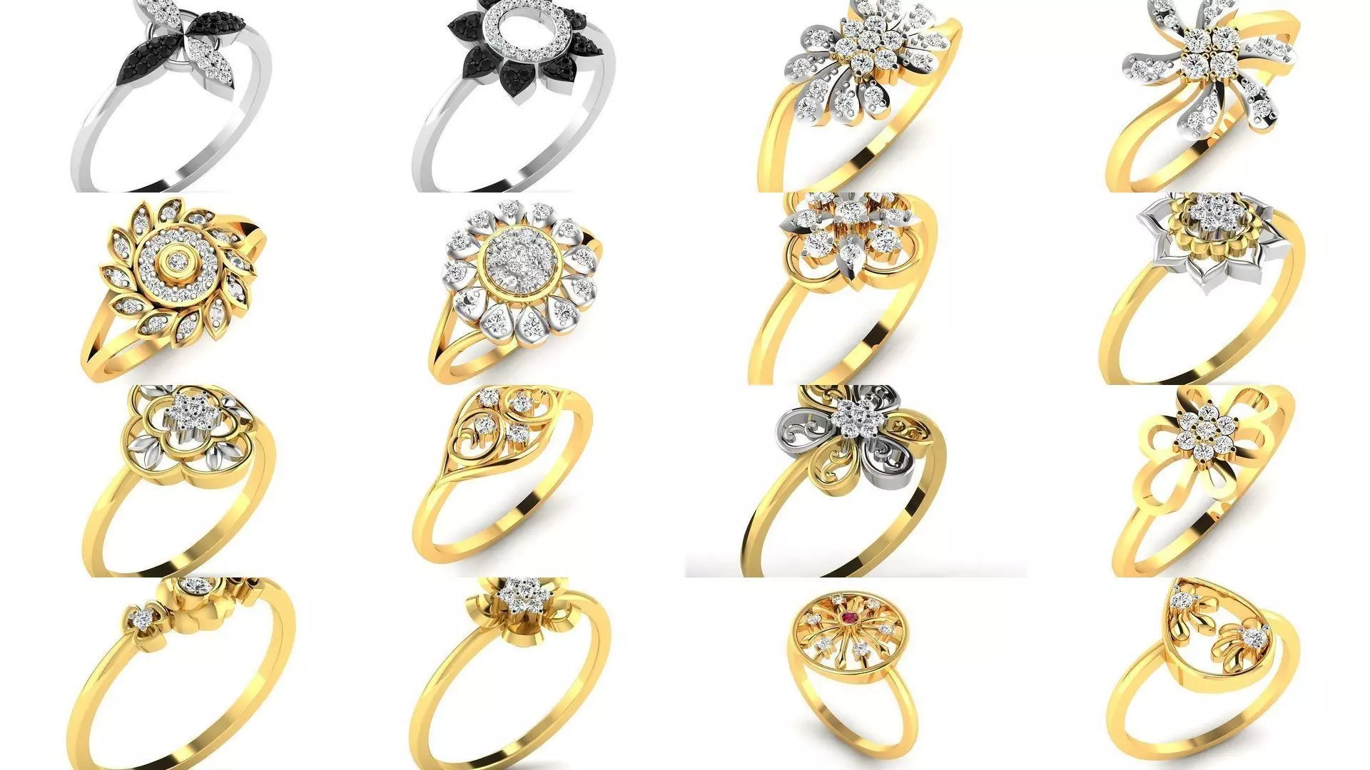 66 Flower rings 3D Model Collection_0