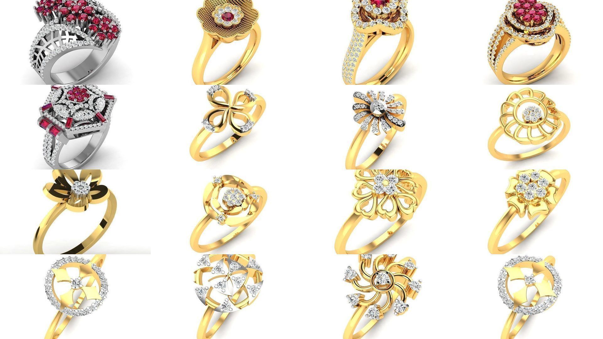 66 Flower rings 3D Model Collection_2